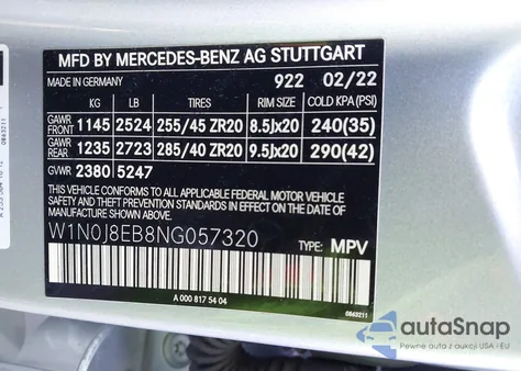 2022 Mercedes-Benz Glc Glc 300 from USA, damaged, VIN W1N0J8EB8NG057320